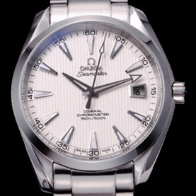 OMEGA 오메가 씨마스터 남성용 오토매틱 무브먼트 실버 베젤 화이트 다이얼 omg0442 - Omega Seamaster Mens Automatic Movement Sliver Bezel White Dial