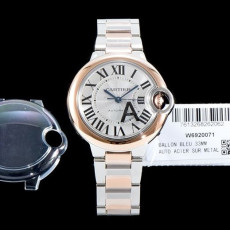 CARTIER 까르띠에 발롱블루 여성용 실버 베젤 화이트 다이얼 스크래치 방지 사파이어 크리스탈 글라스 최고급 옵션 32mm car0634- Cartier Ballon Bleu Women Automatic Sliver Bezel White Dial 32mm