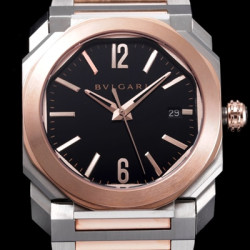 BULGARI 불가리 옥토102854모델 18k로즈골드 콤비 블랙 다이얼 브레이슬릿 오토매틱 무브먼트 bvl0064 - Bvlgari Octo Best Edition 18k Rose Gold Ceramic Black Dial Bracelet Automatic Movement