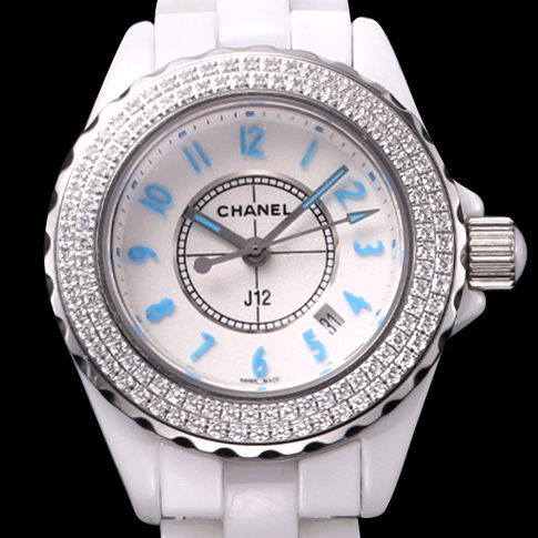 CHANEL 샤넬 제이12 H3826 여성용 신상모델! 100%세라믹 소재 최상급 쥬얼 셋팅 베젤 화이트 다이얼 세계적 범용 쿼츠 무브먼트 cha0144 - CHANEL J12 TOP Grade Quality Ladies Full Ceramic Diamond Bezel White Dial Swiss Ronda Quartz Movement
