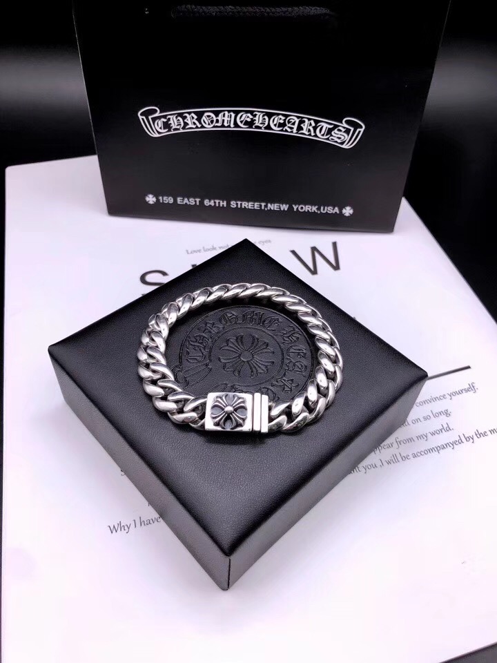 CHROME HEARTS 크롬하츠 남녀공용 925실버 십자가 라이트 팔찌 16~22cm