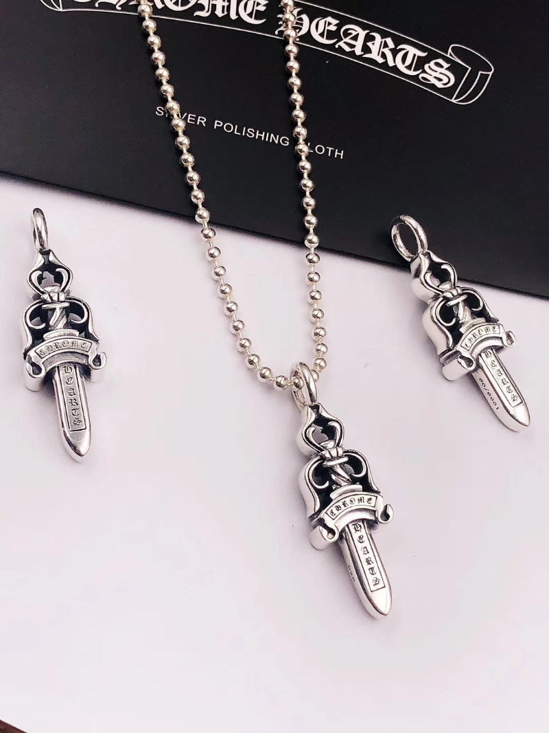 CHROME HEARTS 크롬하츠 남녀공용 925실버 대거 목걸이 65cm