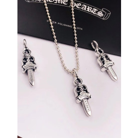 CHROME HEARTS 크롬하츠 남녀공용 925실버 대거 목걸이 65cm