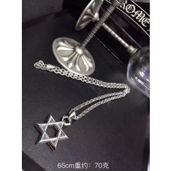 CHROME HEARTS 크롬하츠 남녀공용 925실버 육망성 목걸이 65cm