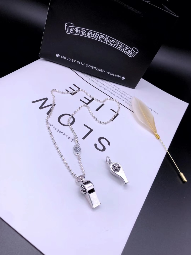 CHROME HEARTS 크롬하츠 남녀공용 925실버 호루라기 목걸이 65cm