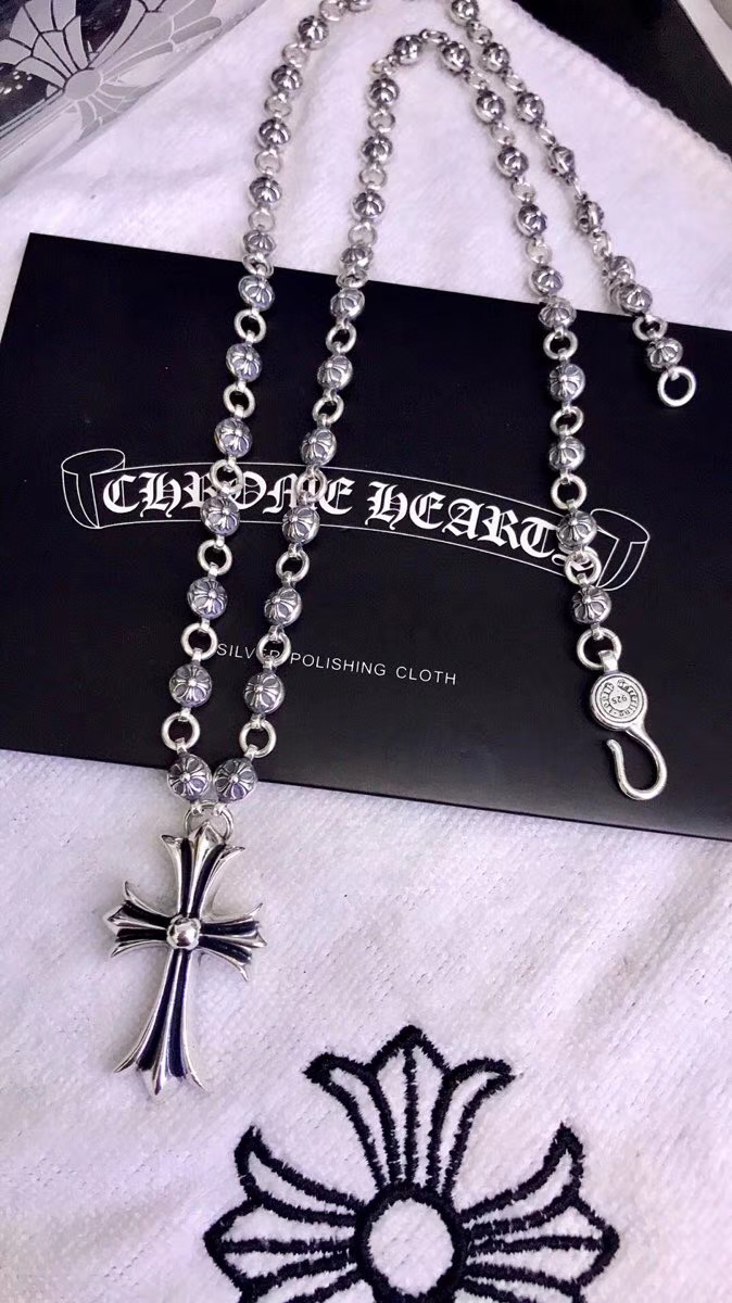 CHROME HEARTS 크롬하츠 남녀공용 925실버 십자 목걸이 65cm