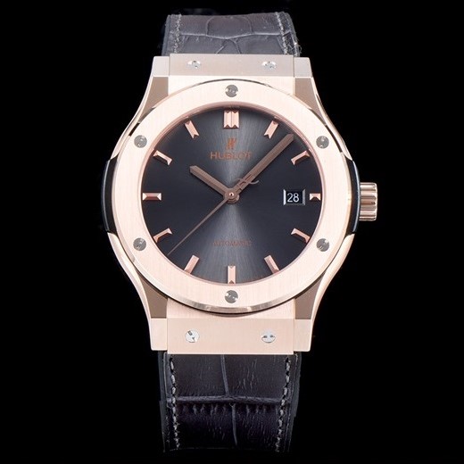 HUBLOT 위블로 클레식 퓨전 511.OX.1181.LR 18k 로즈골드 케이스 블랙 다이얼 블랙 레더스트랩 오토매틱 무브먼트 hub0215 - Hublot Classic Fusion Daily Watch Simple Classic Type Upgrade 18k Rose Gold Case Black Dial Black Leather Strap Automatic Movement