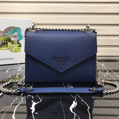 PRADA 프라다 모노크롬 사피아노 레더백 1BD127-3
