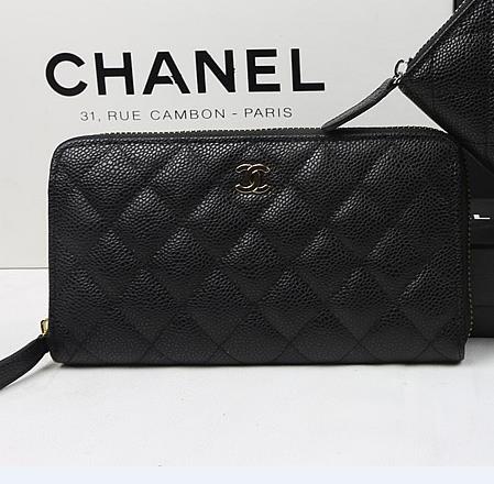 CHANEL 샤넬 짚어라운드 캐비어 A50097