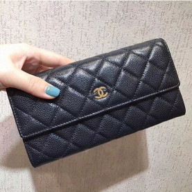 CHANEL 샤넬 플랩 장지갑 A50096-3 캐비어 금장