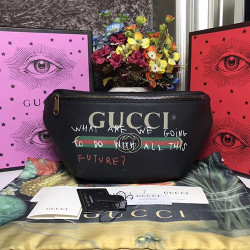 GUCCI 구찌 힙색 프린트 벨트백 검정 신상 493869