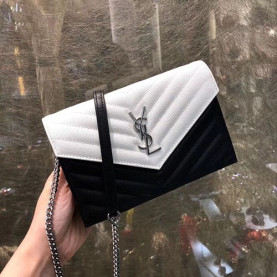 SAINT LAURENT 생로랑 투톤 플랩 미니 체인크로스백 19CM Y70011