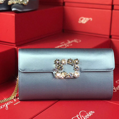 ROGER VIVIER 로저비비에 플라워 새틴 클러치&숄더 24CM R30599