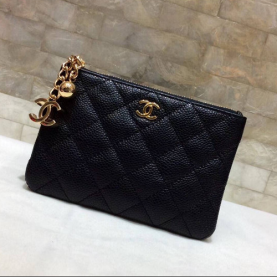 CHANEL 샤넬 캐비어 금장 동전&카드지갑 AS1009-2