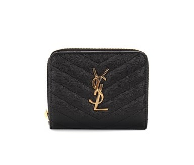 SAINT LAURENT 생로랑 캐비어 컴팩트 반지갑 (금장/은장)