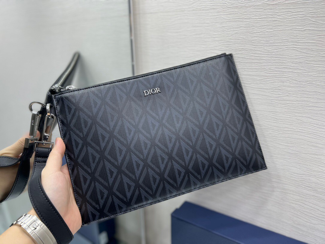 DIOR 디올 CD 다이아몬드 캔버스 A5 파우치 클러치 2COLOR