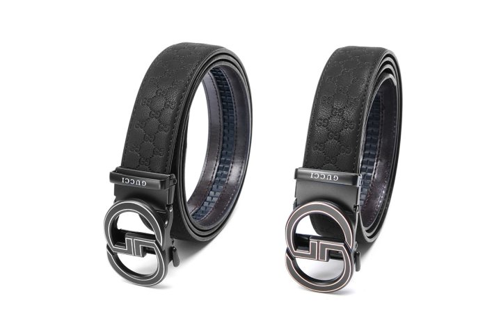 GUCCI 구찌 매트블랙 GG라인로고 자가드레더 오토벨트