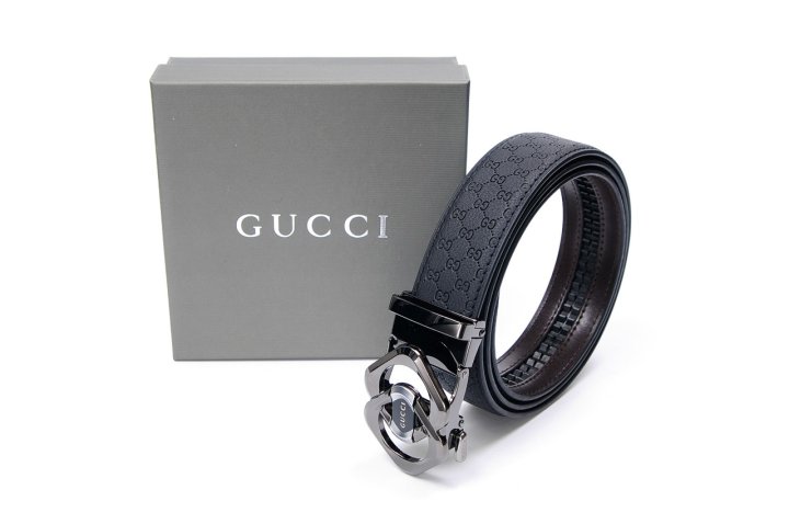 GUCCI 구찌 더블링 구찌로고 GG자가드 레더 오토 벨트