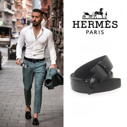 HERMES 에르메스 H블랙 벨트