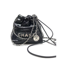 CHANEL 샤넬 샤이니 카프스킨 실버메탈 핸드백 미니 AS3263