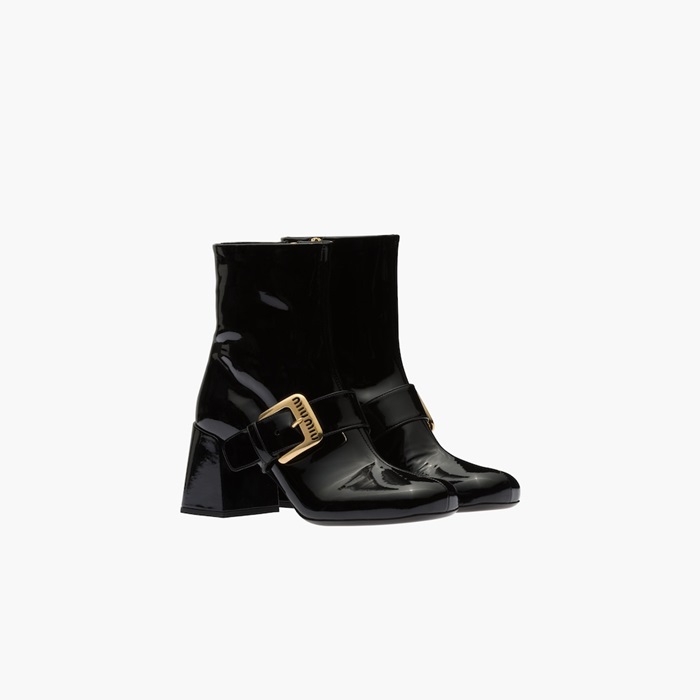 MIUMIU 미우미우 여성 페이턴트 가죽 부티힐