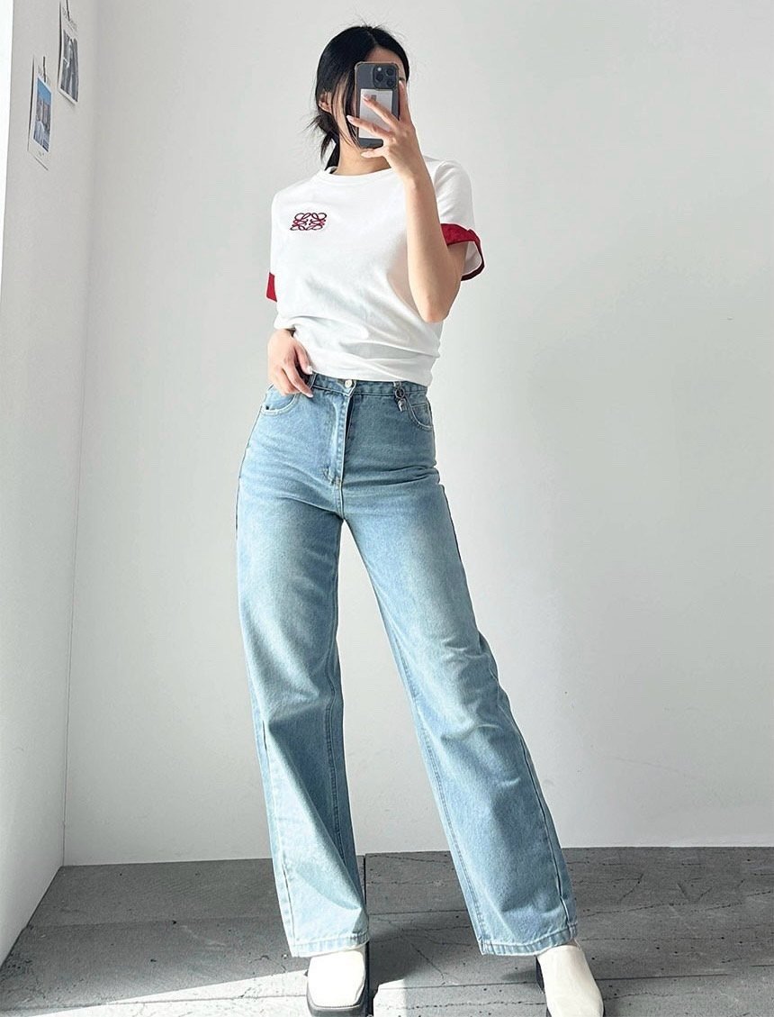 SAINT LAURENT 생로랑 하이웨스트 와이드 펜츠