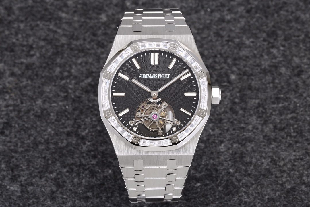 AUDEMARS PIGUET 오데마피게 로얄오크 뚜르비옹 스틸 다이아/쥬얼 베젤 블랙다이얼