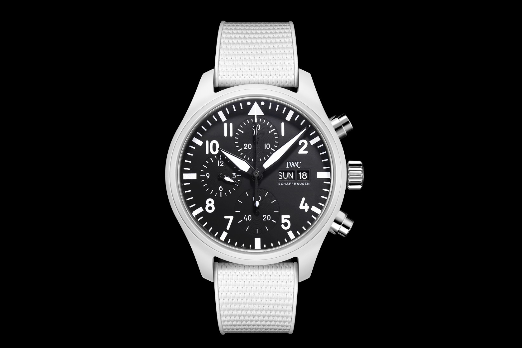 IWC 아이더블유씨 파일럿 탑건 크로노그래프 화이트 블랙다이얼