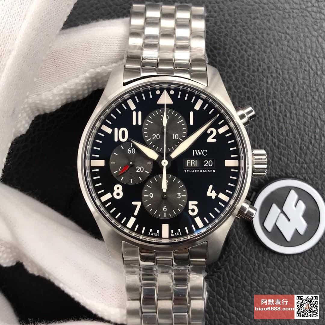 IWC 아이더블유씨 파일럿 크로노그래프 스틸 블랙다이얼