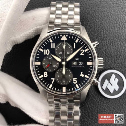 IWC 아이더블유씨 파일럿 크로노그래프 스틸 블랙다이얼