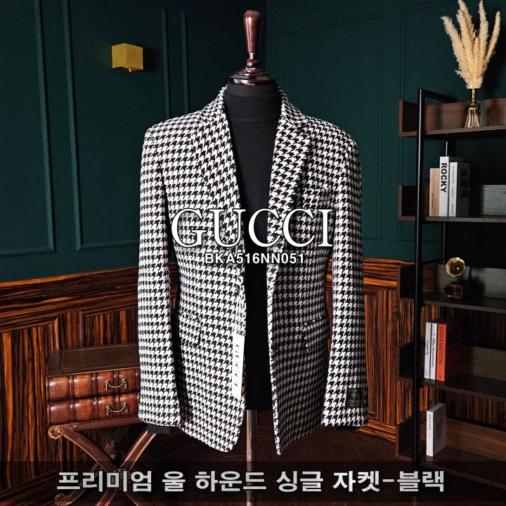 GUCCI 구찌 프리미엄 울 하운드 싱글 자켓