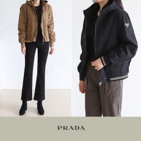 PRADA 프라다 집업 우븐 하이넥 자켓