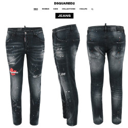 DSQUARED2 디스퀘어드2 메이플 페인트스팟 블랙 슬림 일자진