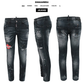 DSQUARED2 디스퀘어드2 메이플 페인트스팟 블랙 슬림 일자진