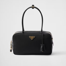 PRADA 프라다 자물쇠 미디엄 리나일론 가죽 탑 핸들백 1BB132