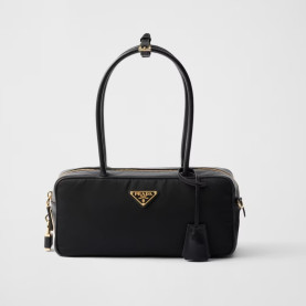 PRADA 프라다 자물쇠 스몰 리나일론 가죽 탑 핸들백 1BB133