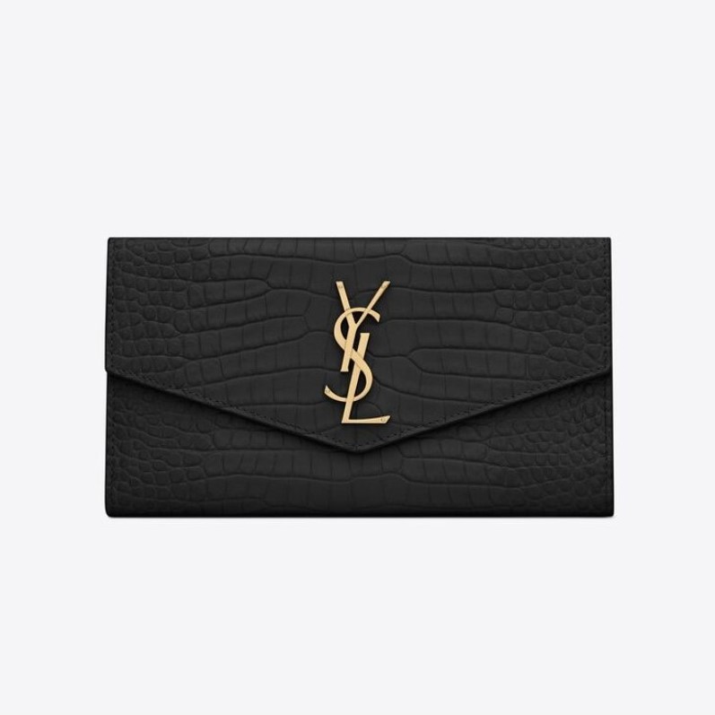 SAINT LAURENT 생로랑 업타운 샤이니 크로커다일 엠보 가죽 라지 장지갑 582124 2COLOR