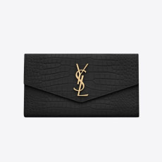 SAINT LAURENT 생로랑 업타운 샤이니 크로커다일 엠보 가죽 라지 장지갑 582124 2COLOR
