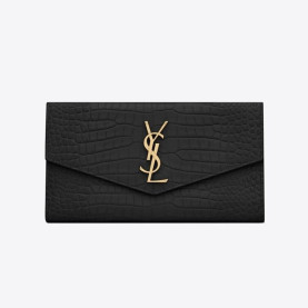 SAINT LAURENT 생로랑 업타운 샤이니 크로커다일 엠보 가죽 라지 장지갑 582124 2COLOR