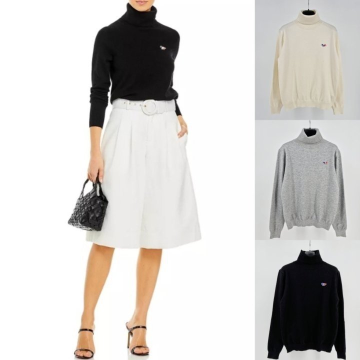 MAISON KITSUNE 메종키츠네 트리컬러 터틀넥 니트