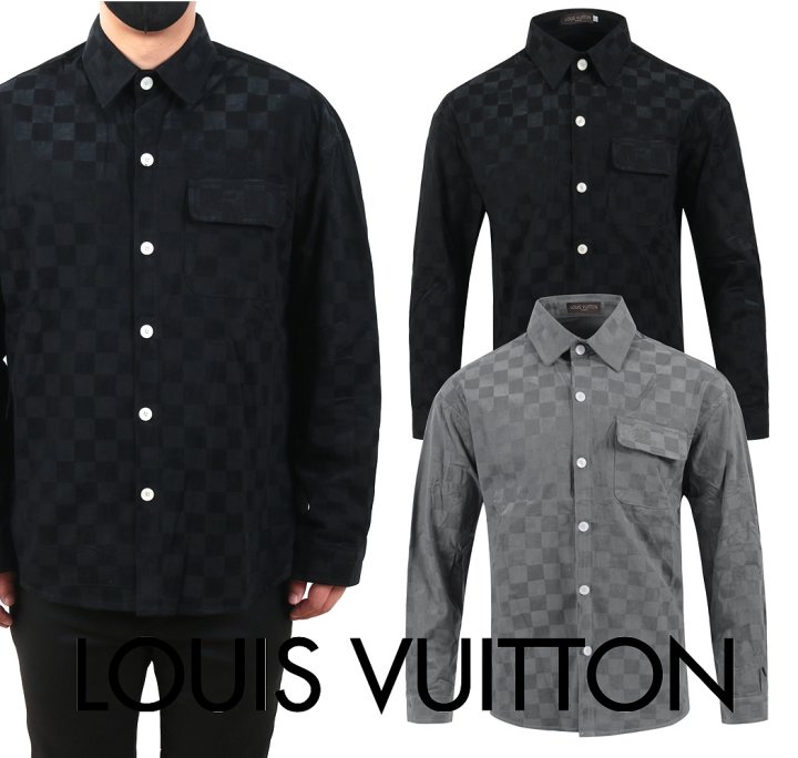 LOUIS VUITTON 루이비통 자수로고 세미오버 다미 스웨이드셔츠