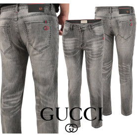 GUCCI 구찌 자수로고 그레이워싱 슬림진