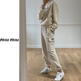MIUMIU 미우미우 로고 후드 건빵 팬츠 세트 2COLOR