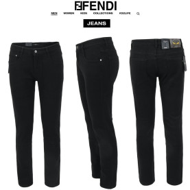 FENDI 펜디 옐로우 로고 블랙 슬림 일자진