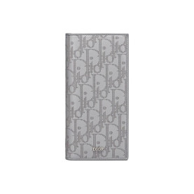 DIOR 디올 오블라이크 갤럭시 엠보 가죽 세로 장지갑 2ESBC