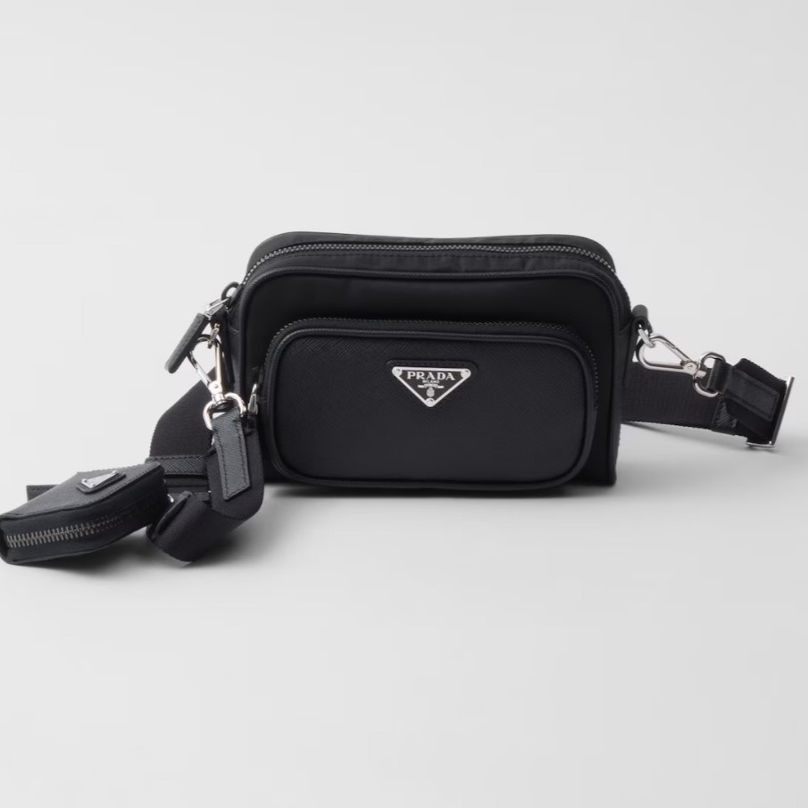 PRADA 프라다 리나일론 및 사피아노 가죽 숄더백 2VH172