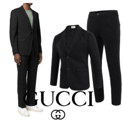 GUCCI 구찌 스트라이프 싱글 모직 슬림 슈트