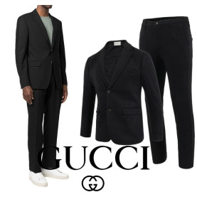 GUCCI 구찌 스트라이프 싱글 모직 슬림 슈트