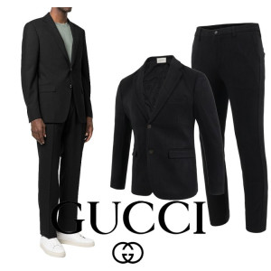 GUCCI 구찌 스트라이프 싱글 모직 슬림 슈트