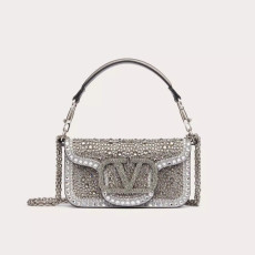 VALENTNIO 발렌티노 라인스톤 장식 스몰 가라바니 로코 숄더백